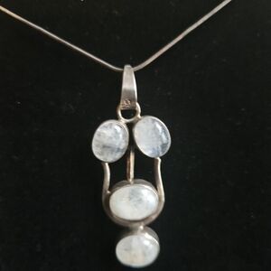 Moonstone Silver Pendant Necklace - White Moonstone